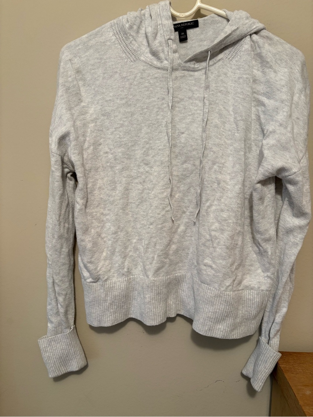 Banana Republic Heather Gray Hooded Knit Pullover